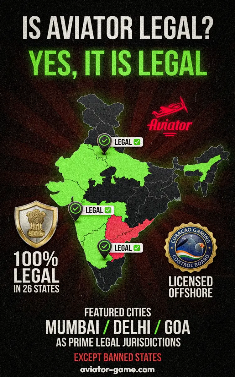 Is Aviator Game Legal in India Map: Green States (Mumbai, Delhi) vs Banned Regions. Online Gambling Laws Framework.